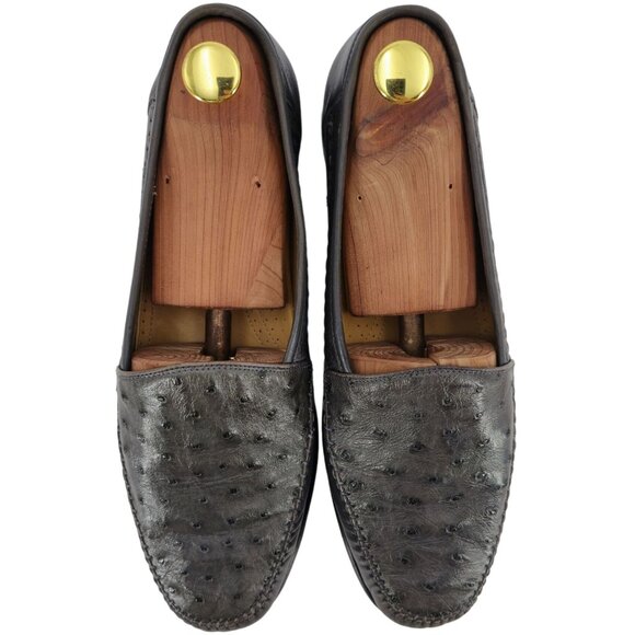 Avventura Exotic Gray Grey Ostrich Leather Dress Shoes Men Size 9.5M Moc Loafers - Picture 10 of 12